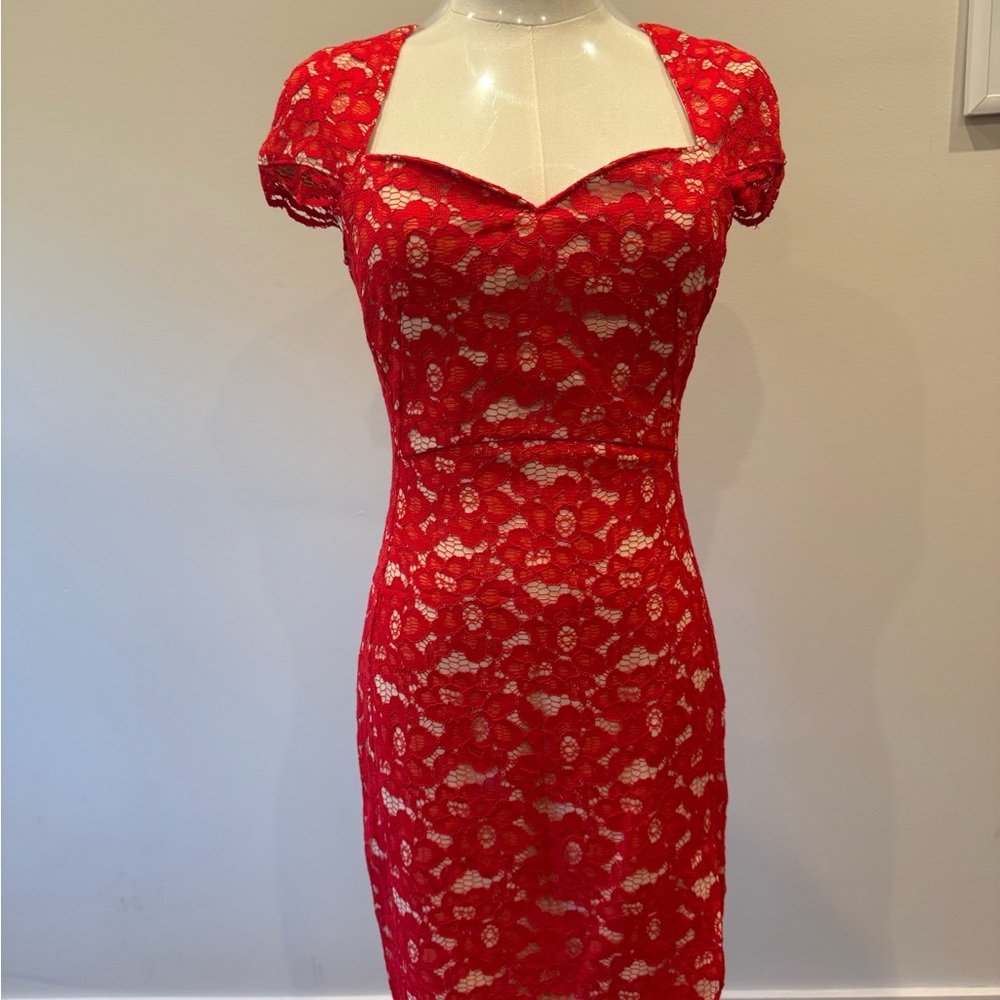 Elegant Red Lace Dress